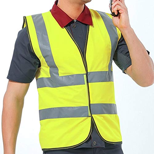 Preisvergleich Produktbild 2er Pack, Warnweste mit hoher Sichtbarkeit Fluoreszierende Arbeitskleidung reflektierende Warnweste mit Reißverschluss-Taschen-Motorradjacke, XL