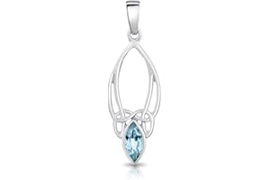 DTPsilver® Collier avec Pendentif en Argent Fin 925 - Noeud Celtique et Pierre Naturelle Semi-Précieuse - Avec ou Sans Chaîne - Maille Gourmette - Longueur réglable: 40 à 45 cms