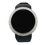 Techno Pavé Iced Out Bling Lab Erstellt Silber Schwarz Digital Touchscreen Armbanduhr Sportuhr Silikon Band