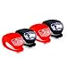 Produktbild Collory mini LED Silikon-Leuchten Set inkl. Batterien | Kinderwagen-Beleuchtung | Wasserfeste Sicherheitsleuchten | Tretroller-Licht | Kinder Laufrad Lampen | Einfache Montage ohne Werkzeug | Schwarz (4er Set Schwarz/Rot: 2x (LED Rot) + 2x (LED Weiss))