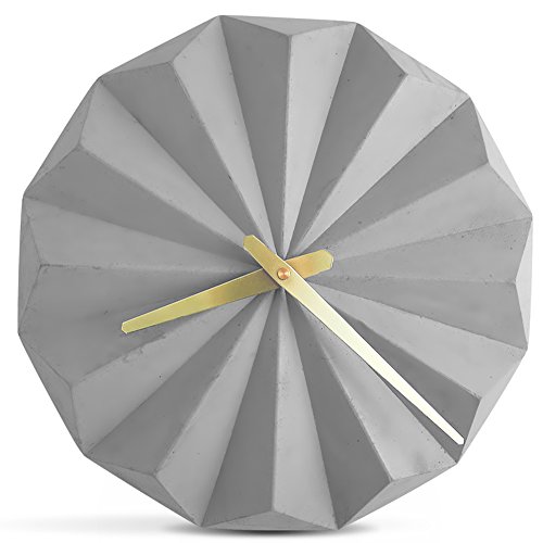 Preisvergleich Produktbild KKLOCK Wanduhr Uhr Wanduhren Lautlos für Wohnzimmer Büro Schlafzimmer Badezimmer Küche Kinderzimmer Mini Einfache AA Batterie Ø34cm 14 inch Runde Großes Retro Nostalgie Vintage Fassung Klassischen Grau Zement Uhren [Enthält keine Batterie]