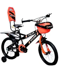 Felix Xplore 16X2.40 Double Seat Bicycle 14 Inch Fully Adjustable with Back Seat & Support for Boys and Girls 2 to 5 Years (Green)