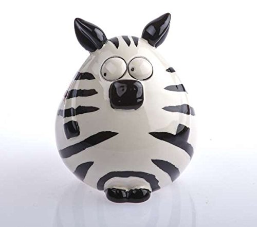 by-Bers Serengeti Spardosen aus Keramik, außergewöhnliches Design, handbemalt, als Löwe, Affe, Tiger, Giraffe, Nashorn, Nilpferd, Rosarote Panther Zebra Spardose, Sparbüchse Sparschwein oder Sparkasse im besonderen Design (Zebra)
