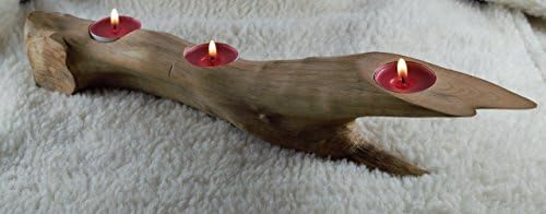 Handmade unique home decor natural rustic driftwood tea light candle holder walentines gift