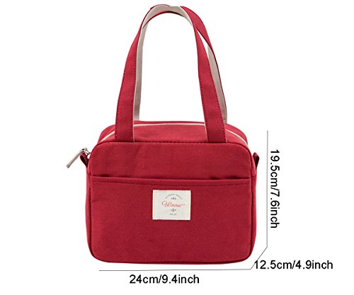 iSuperb Wasserdicht Kühltasche Mtagessen Tsche Isoliert Lunch Taschen Lunch Bag Cooler Bag für Arbeit und Schule 19.5x24x12.5cm (Rot) - 4