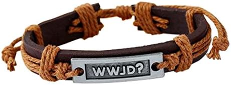 Fengteng Retro Weaving WWJD What Would Jesus Do Christian Religious Beliefs Bracelet