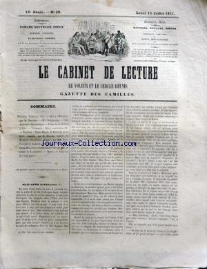 CABINET DE LECTURE (LE) [No 39] du 15/07/1844 - le voleur et le cercle reunis - gazette des familles marianne esterling kerry- moyamee par boutard mlle delagrange fetes du tir federal a bale theatres - palais-royal, le billet de faire part par bavard - gaiete, la famille grandval par paul fouche et aldoise - delassements, lady henriette par leris et lanthoine gratuit