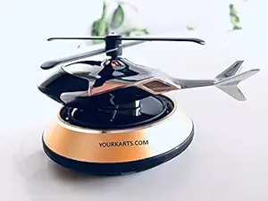 YOURKARTS.COM METAL Solar Powered Rotating Helicopter Aroma cure Furnishing Air Freshener Fresh Aroma Perfume Car Interior Car Flavoring Decoration (GOLDEN)
