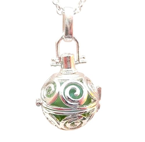 Preisvergleich Produktbild Anhänger Schmuck vergoldet weiß mit Halskette Kette Bola "Wirbel" grün.