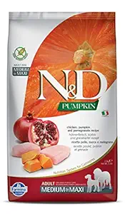 FARMINA N&D Pumpkin Dry Dog Food, Grain-Free, Adult Medium & Maxi Breed, 2.5-kg, Chicken and Pomegranate