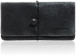 black leather tobacco pouch with grey stitching, case, bag, with strap and lava stone, italian handmade product with Italian genuine leather - present ideas - unisex