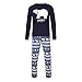 Produktbild Herren Bluse SHINEHUA, Weihnachten Pyjamas Schlafanzug Sleepwear Kleidung Damen Herren Kinder Mädchen Jungen Papa Kleines Bärenoberteil + Schneeflockenhose Familien-Set-Kleidung(Navy,XL)