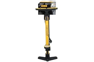 Dunlop cykelpump med tryckmätare – Dunlop, Schrader och Presta ventilpump – cykel- och bilddäckpump inkl. Adaptrar för vatten