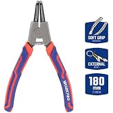 Workpro WP231151 180MM CR-V Eğri U&ccedil;lu Yaylı Profesyonel Dış Segman Pensesi, Kau&ccedil;uk Saplı