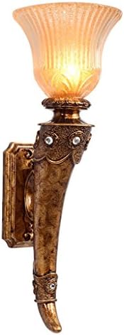 Wall lamp LED Glass Wall Lamp Bedroom Living Room Dining Room Hallway Resin Energy Saving Lamp A+ ( Color : Gold )