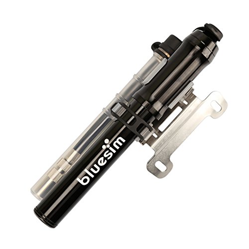 Bluesim Fahrradpumpe Minipumpe Luftpumpe Ballpumpe Standpumpe Mini-Fahrradpumpe mit Befestigungsklammer für Presta & Schrader Ventil hohen Druck 18 bar 260 psi für Fahrrad und Bälle