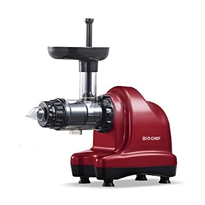 BioChef Extracteur de Jus BioChef Axis Cold Press Juicer - Extracteur Masticateur Horizontal pour Herbe de Blé, Fruits et Légumes avec 20 ans de Garantie (Rouge)