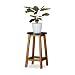 Produktbild Relaxdays Blumenhocker, Herz-Motiv, Rund, 4-beinig, Gemasert, Balkon, Maserung, Teakholz, 50x30x30cm, Natur/Schwarz