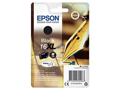 Epson original - Epson WorkForce WF-2660 DWF (16XL / C13T16314012) - Tintenpatrone schwarz - 500 Seiten - 12,9ml