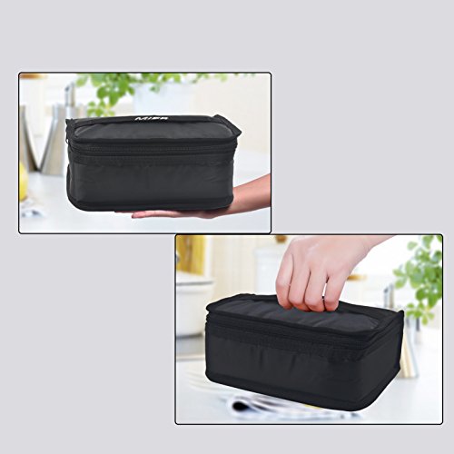 MIER Lunchbox Isoliertasche Kühltasche Provianttasche Reisekit ,(Schwarz 1 Stück) - 4