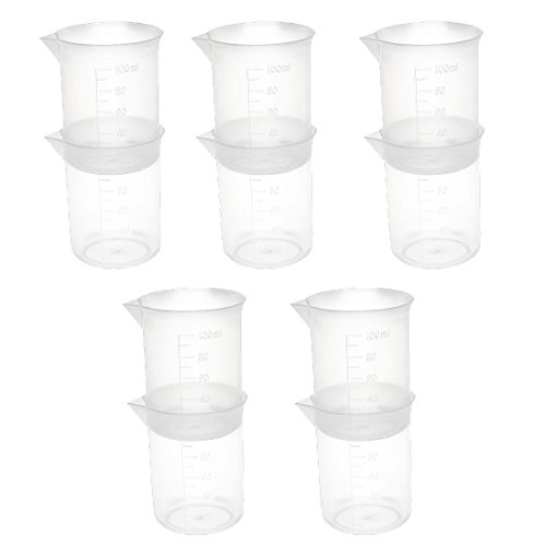 sourcingmap® 100ml Laborversuch Plastik graduiert Messbecher Cup Behälter 10 Stück de