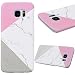 Produktbild GrandEver Samsung Galaxy S7 Edge Hartschale Marmor Hülle Hardcase Rosa Weiß Grau Stein Malerei Muster Schutzhülle Spleiß Stil Naht Farben Handyhülle Hartcase Hartplastik Design Tasche Schutz Etui Protective Smart Cover Telefonkasten Schlank Dünn Abdeckung Hard Backcover