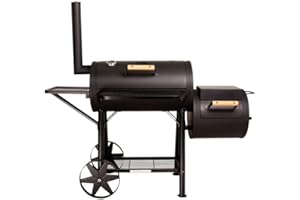 CosmoGrill Outdoor XXXL 90KG Charcoal Barbecue | Portable Smoker BBQ Grill with Barrel Offset Smoker, Warming Rack, Built-in Thermometer, Shelves | Extra Large Black BBQ for Home Garden Party Cooking