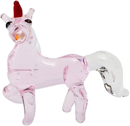 Tynies Unicorn Glass Figurine, Pink, 1.9" x 1.6" x 1.2"