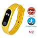 Produktbild Fitness Armbänder mit Pulsmesser - Bluetooth 4.0 Mi Brand 2 Smart Fitness Tracker mit Herzfrequenz Herren, Aktivitätstracker, Schrittzähler,Schlaf-Monitor,Wasserdicht IP67 Fitnessarmband, Anrufen / SMS, finden Telefon für Android iOS 8.0 (Gelb)