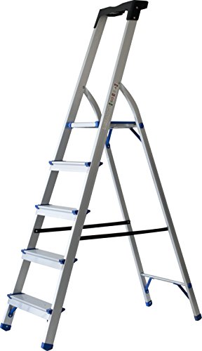 Pavo PREMIUM Haushaltsleiter, Mehrzweckleiter, Stehleiter, Klappleiter aus Aluminium - 5 Stufen 1,50 m, 8037346