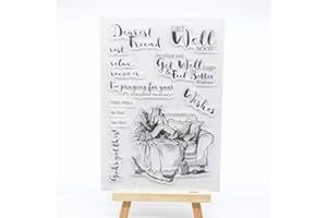 WOOYANGFUN Joyful Home 1pc Dearest Friend Get Well Soon Rubber Clear Stamp for Card Making Decoration and Scrapbooking