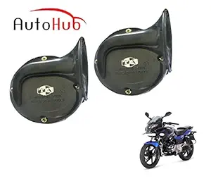 Auto Hub Trumpet Bike Horn for Bajaj Pulsar 220 F - Set of Two (Black)
