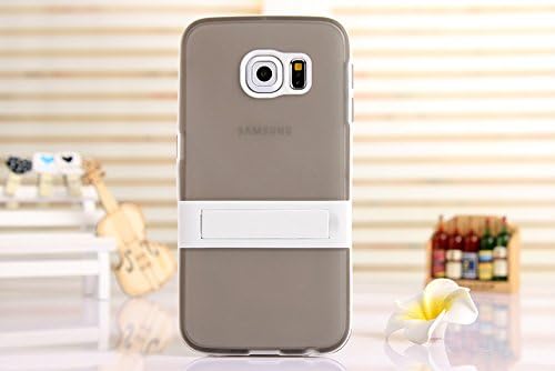 Samsung Galaxy S6 edge Case, [Korean Style] [Clear Solid] [TV Holder Design] [Attractive Exterior] [TPU Gel] Soft Stand Back Case--Gray