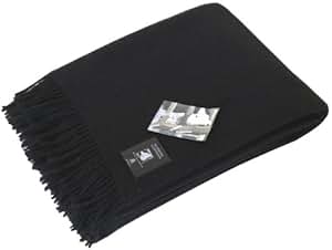 Schwarze Wolldecke aus 100% neuseeländischer Schurwolle, ca 200x130cm