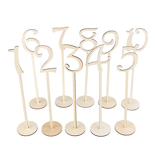 Vintage Holz Zahlen 35cm Tischnummern mit Halter Basis für Hochzeit Home Dekoration (1-20) - 2