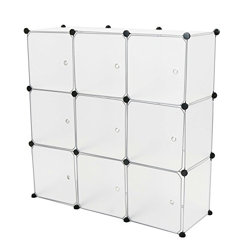 Preisvergleich Produktbild PrimeMatik - Schuhschrank Stufenregal Modular Garderobenschrank 9-Kubus 35x35cm weiß mit Tür