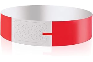 Vicloon Event Wristbands, 100pcs Paper Like Bracelets, Paper Wristbands Neon Wristbands Festival Wristbands for Events Arm Bands Party Wristbands for Events Clubs Lightweight Concert Wristbands (Red)