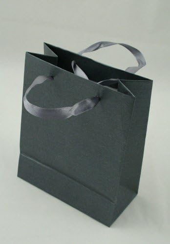 Metallic Slate Grey Gift Bag with Ribbon Handle. 120 Pieces
