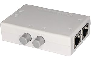 Sinloon RJ45 Splitter Selector Switch, 2 Port Network Switch Splitter 3 In o 1 In 2 out 100M T 2 Way RJ45 Network Ethernet Button Mini Metal Switch Box