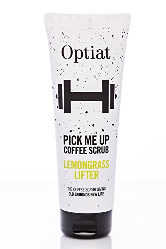Optiat "Pick Me Up" Lemongrass Lifter Exfoliating Coffee Scrub (220g) - Natural, Sustainable, Vegan, Cruelty-Free - Skincare Treatment - Acne, Eczema, Cellulite, Stretch Marks, Ingrown Hairs - Suitable for Body & Face - Made from Used Arabica Coffee Grounds