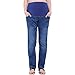 Aimeart Women's Straight Leg Full Length Loose Casual Blue Maternity Jeans, L
