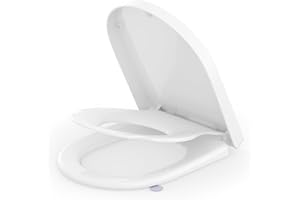 SREWOHS PRO Deska sedesowa z fotelem dziecięcym, deska sedesowa wolnoopadająca dla rodziny, łatwy montaż i szybkie zamknięcie, deska sedesowa z tworzywa sztucznego, deska sedesowa Softclose, kształt D