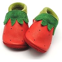 Krabbelschuhe Erdbeere aus pflanzlich gegerbtem Leder Gr. 23/24