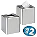 Produktbild mDesign 2er-Set Kosmetiktücherbox - praktische Taschentuchbox aus gebürstetem Edelstahl - moderner Taschentuchspender als hübsche Verkleidung von einfachen Tissue Boxen in Küche, Bad, etc. - silber