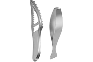 ARFUKA Fish Scaler Stainless Steel Fish Scale Remover with Bottle Opener, Fish Descaler Tool and Fish Bone Tweezer Seafood Preparation Tools Set Pack of 2
