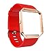 Produktbild TianranRT Silikon Armband Mit Rose Silikon Armband ArmbandWatch Armband Handgelenk Armband Mit Metall Rahmen Für Fitbit Blaze RD (Rot)