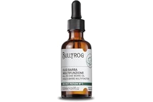 Bullfrog Olio Barba Multifunzione Secret Potion N.1 50ml - Profumato e Nutriente - Note Legnose, Aromatiche e Ambrate - Made in Italy