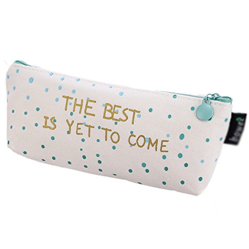 Cosanter Estuche Escolar Trapezoidal Invertida Caja de L  piz Linda de la Cremallera Patr  n de Puntos Peque  os