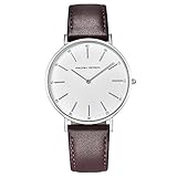 Pagani Design Damenuhr mit Quarzkristall - Wasserdichte Damenuhr - Elegante Uhr für Damen mit weichem Lederband - analoge Damenuhr (Frau, braunes Silber)