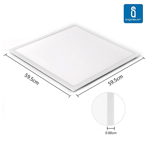 Aigostar pack de 3 LED E5 40W - Panel LED, encastrable de techo forma cuadrada, luz blanca de 6000K, longitud 595 mm,Blanco roto